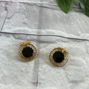 Vintage Destino black onyx  gold tone cuff links
